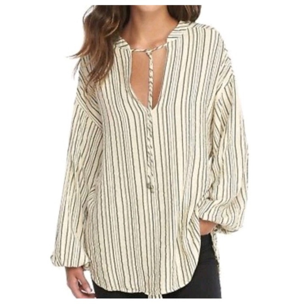 Free People Rhythm Of The Night Tunic Blouse Ivory Women's Size S
